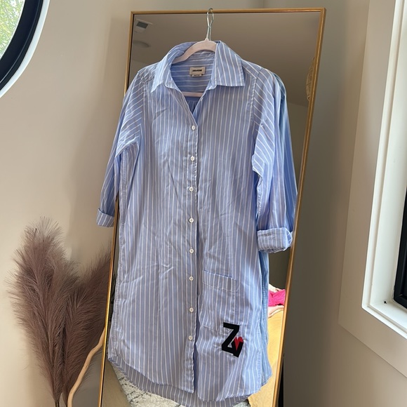 Zadig & Voltaire Rais shirt dress size XS. NWOT Oxford blue and white stripe. - Picture 2 of 7